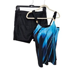 Arolina Tankini Swimsuit Women Large Blue Abstract Shorts 2 Piece Set Resort